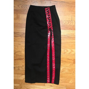 Vintage Phaze UK Punk Goth Black Cotton Red Vinyl Corset Lacing Long Skirt S